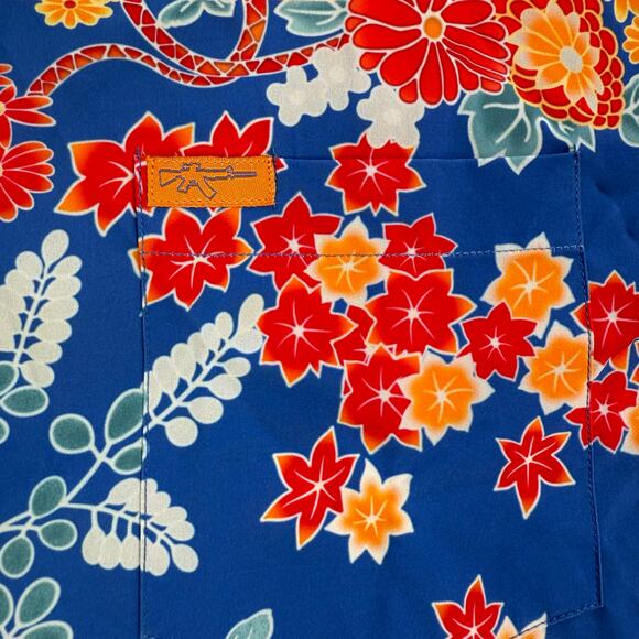 Retro Rifle Romeo Shirt Men’s XL Multicolor Floral Guns Hawaiian  SS - Picture 4 of 9